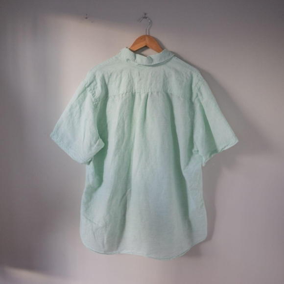 Chaps Mint Green Casual Linen Button Down Shirt - Picture 2 of 7